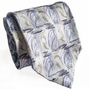 J. Garcia Mens Silk In The Park Abstract Tie Blue